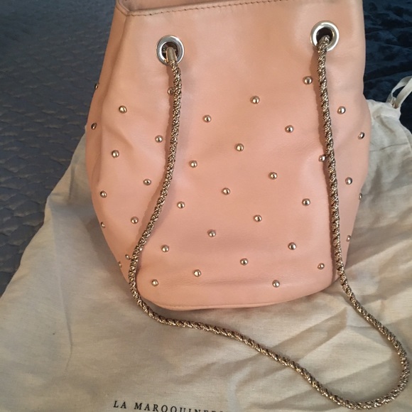 Sézane Hope bag nude/pink with gold studs - Picture 4 of 13